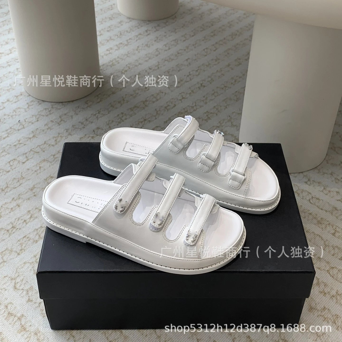 Chanel CC Logo Strappy Sandals Black Sandals - 4