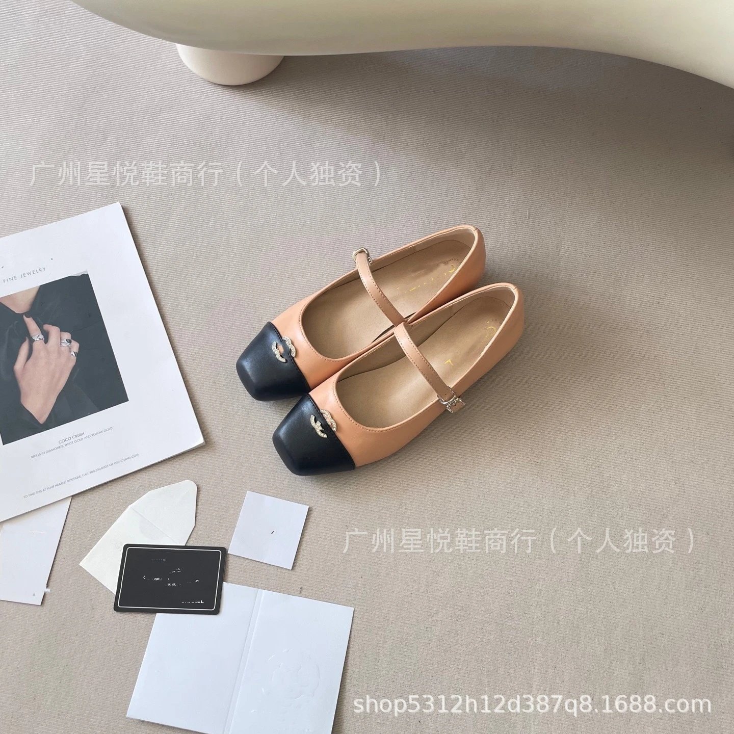 Chanel-inspired Two-Tone Mary Jane Flat Shoes in White and Black - 6