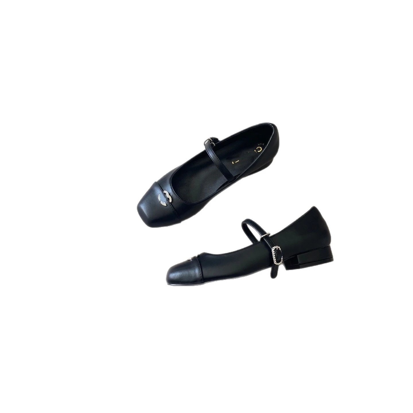Unbranded Casual Shoes Square-Toe Mary Jane Flats with Contrast Cap Toe and Buckle Strap image 5