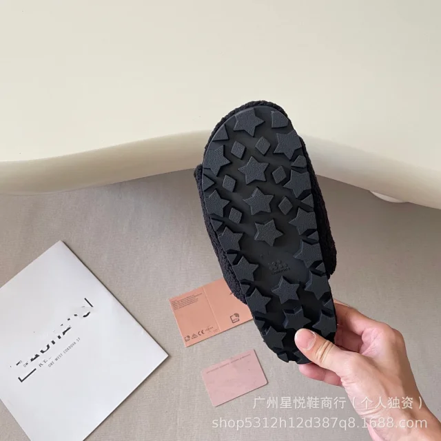 Miu Slippers Shearling Double-Strap Slide product detail image 11