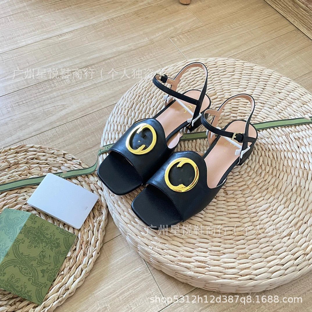 Gucci Marmont Square-Toe Sandals White with Gold GG Logo - 8
