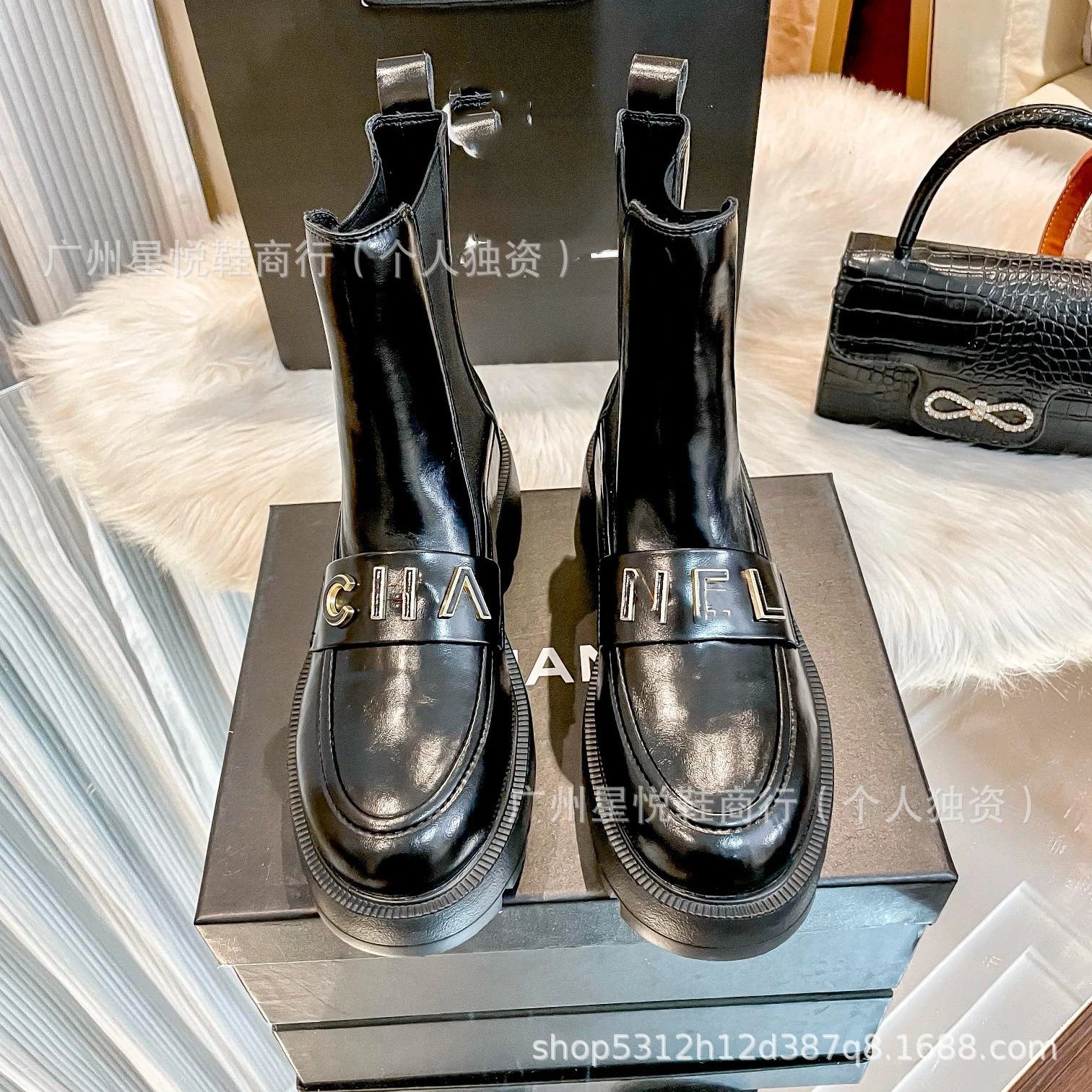 Celine Triomphe Chelsea Boots Black Patent Leather Boots - 9