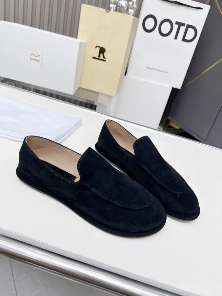 R Brand Suede Loafer Black Casual Shoes - 10