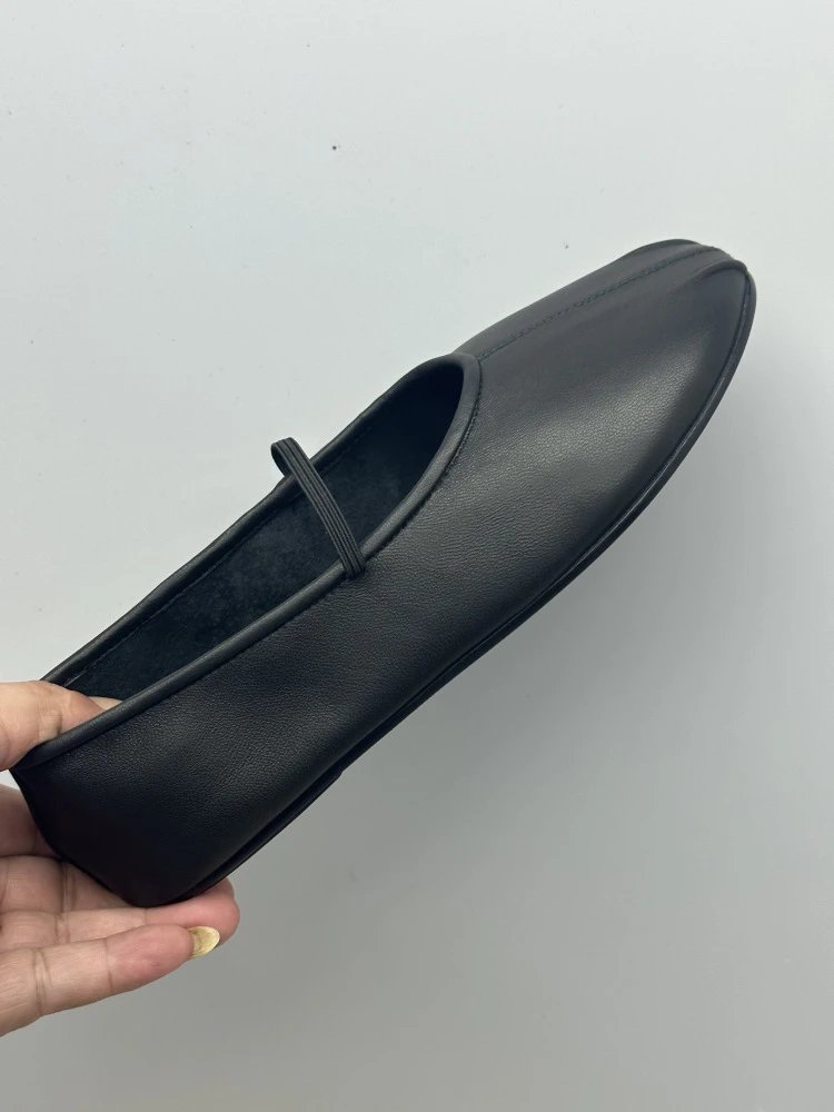 Brown Leather Mary Jane Flat Shoes - 12