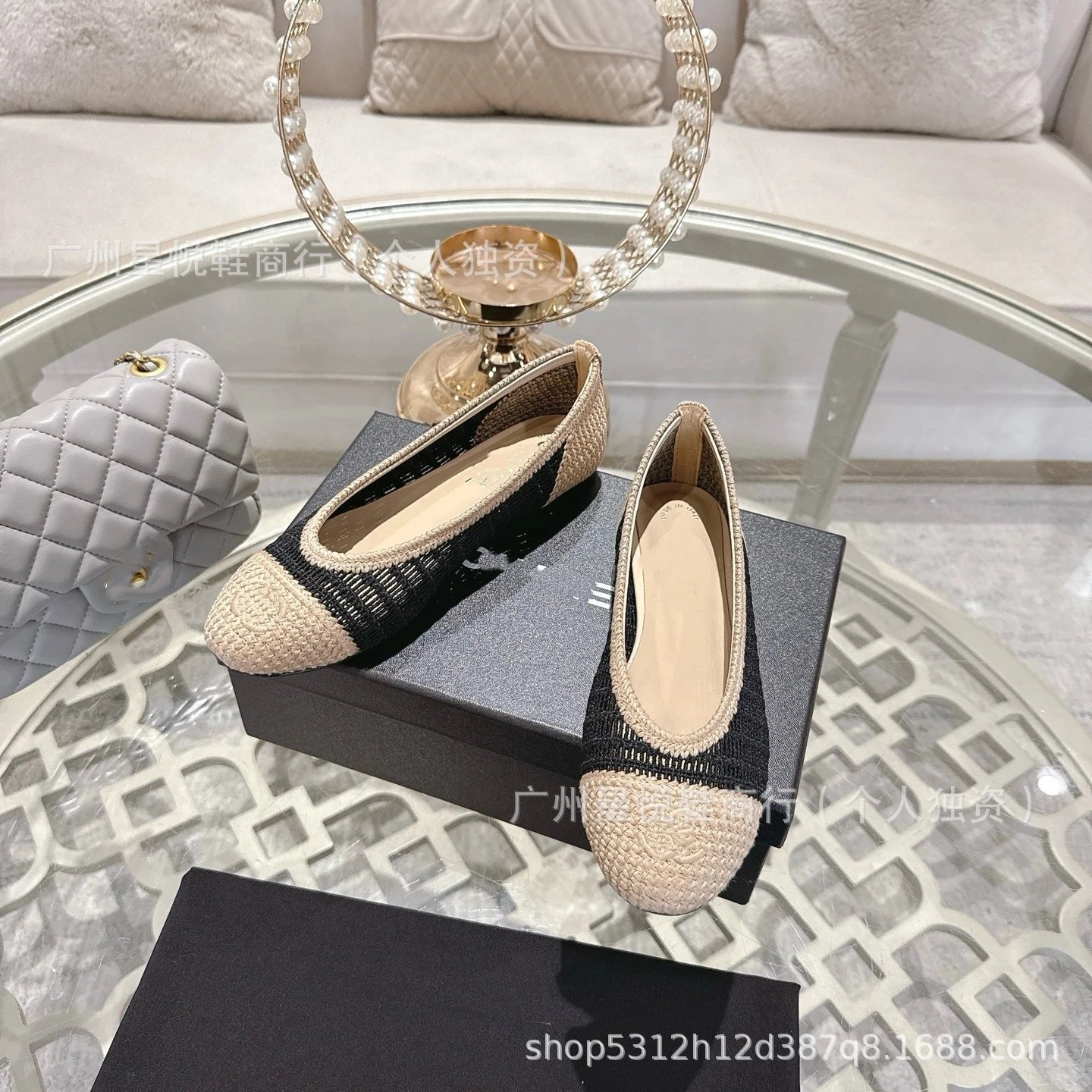 Chanel Tweed Cap-Toe Loafers Beige/Black Flat Shoes - 10