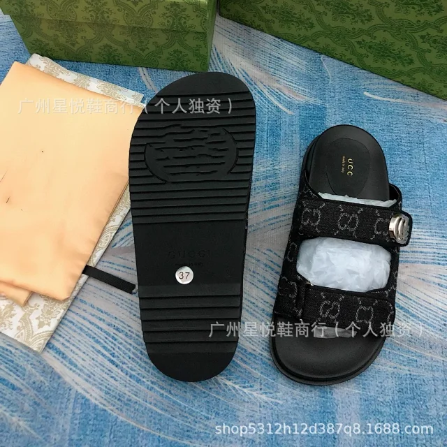 Gucci Sandals Rhinestone Double G Two-Strap Velcro Slide product detail image 5