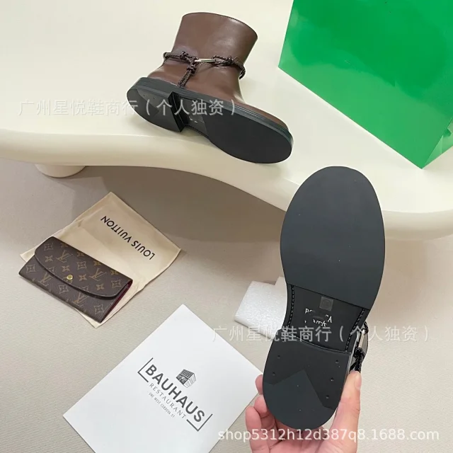 Unbranded Boots Low-Heel Ankle with Braided Strap and Metal Triangle Detail product detail image 13
