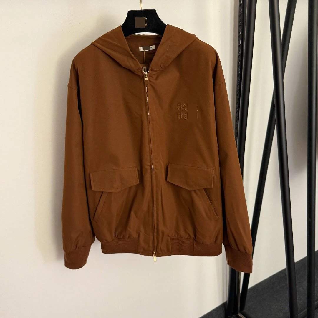 MMY Hooded Zip-Up Jacket Brown Outerwear - 5
