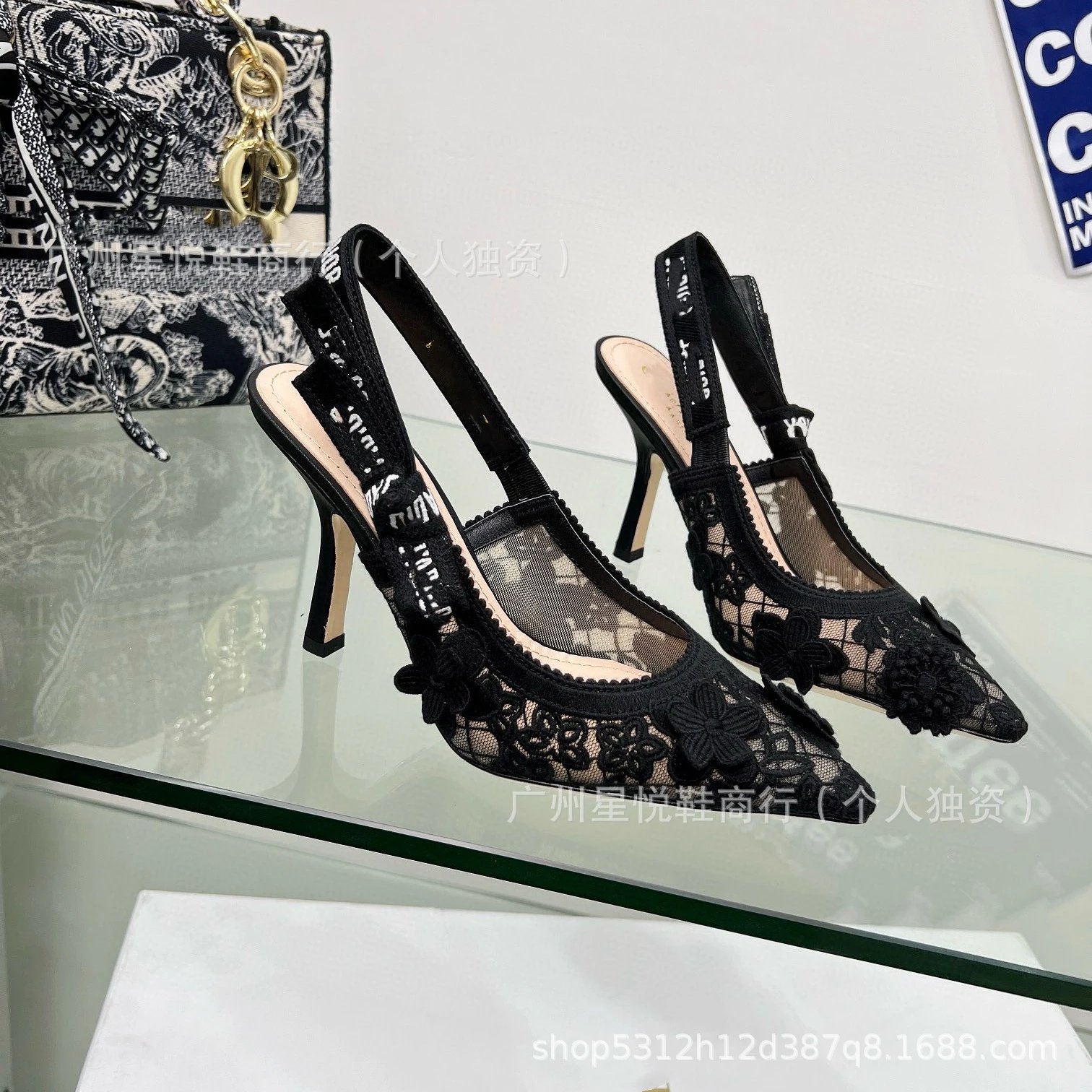 Dior J'Adior Lace Slingback Flat Black Shoes - 15