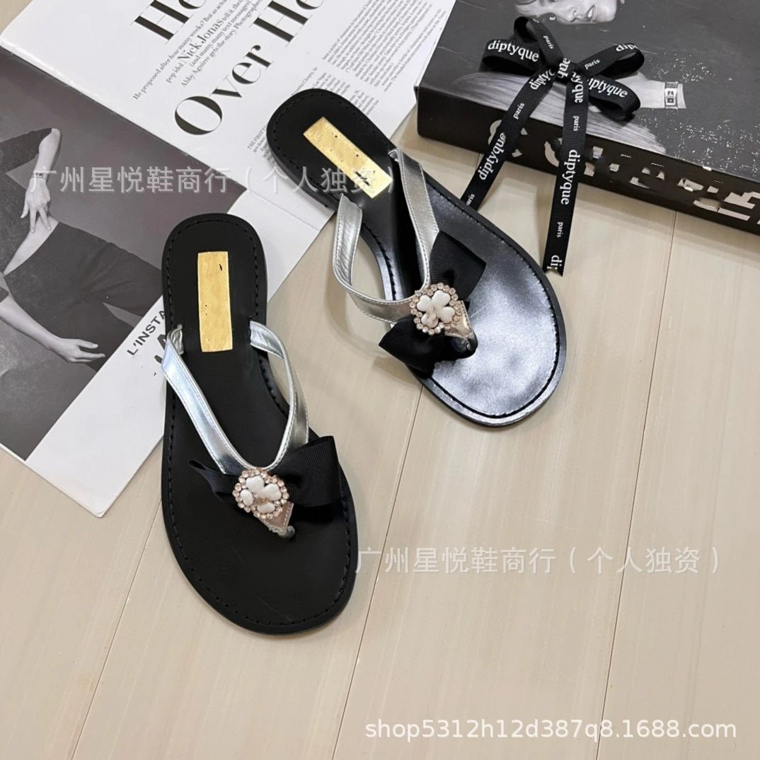Dipryque Gold-Trimmed Black Flip-Flops Sandals - 5