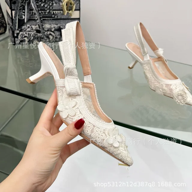 Unbranded High Heels Floral Lace Slingback Stiletto product detail image 7