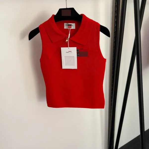 Chanel Collar Knit Vest Black - 6