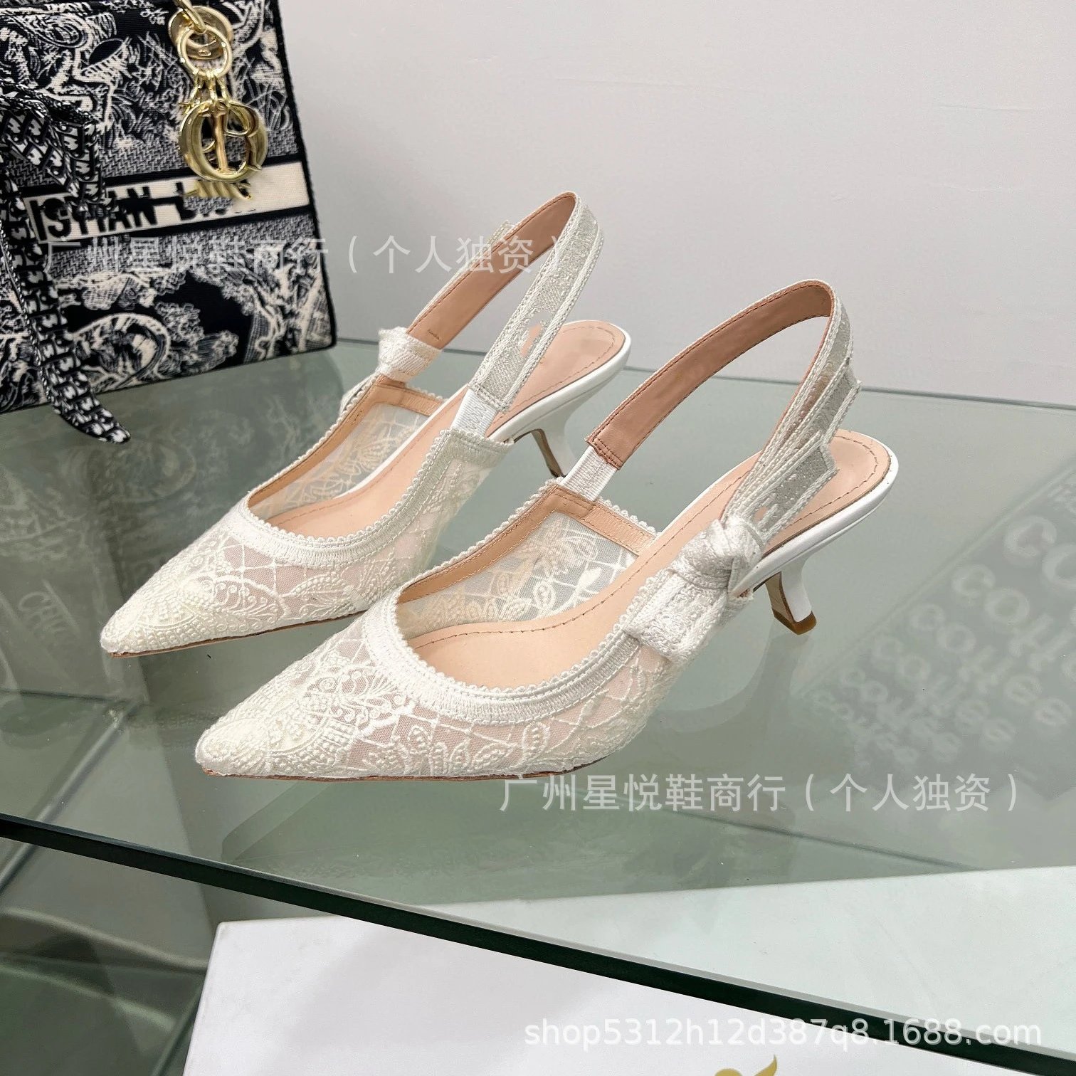Dior J'Adior Lace Slingback Flat Black Shoes - 29