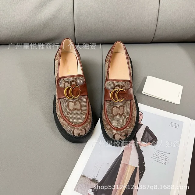 Gucci Casual Shoes GG canvas platform loafers with horsebit-style hardware product detail image 9