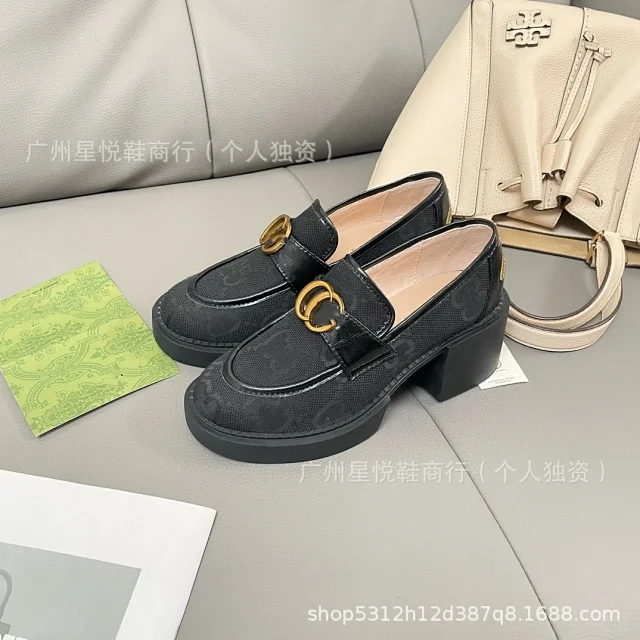 Gucci Casual Shoes GG canvas platform loafers with horsebit-style hardware product detail image 2