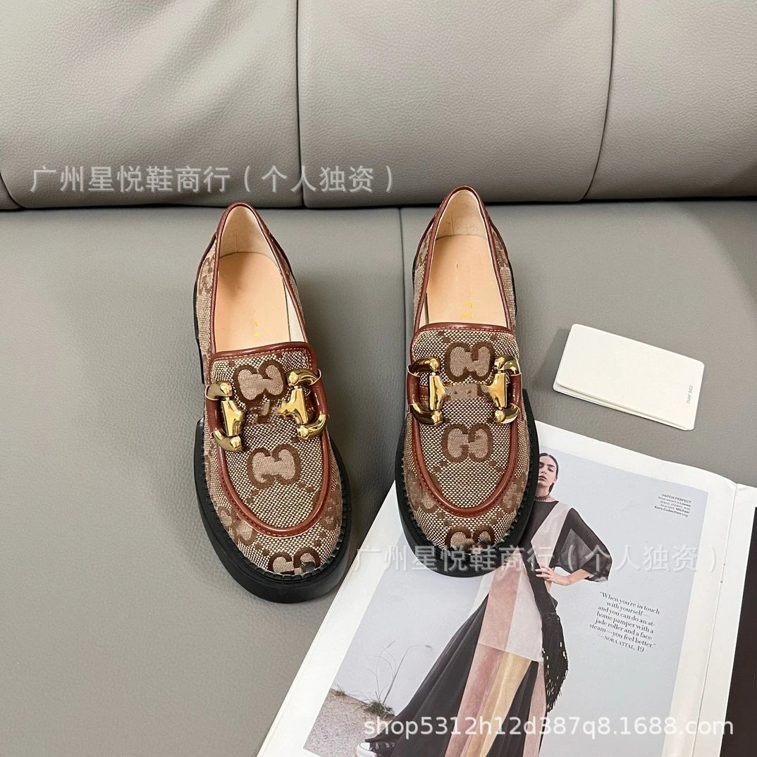Gucci Horsebit Loafers Beige Brown GG Canvas Loafers - 14