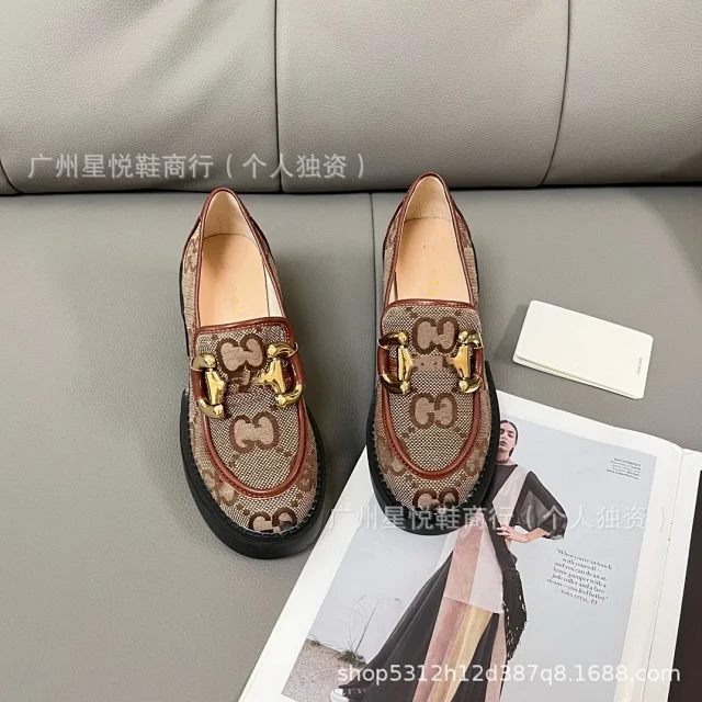 Gucci Casual Shoes GG canvas platform loafers with horsebit-style hardware product detail image 14