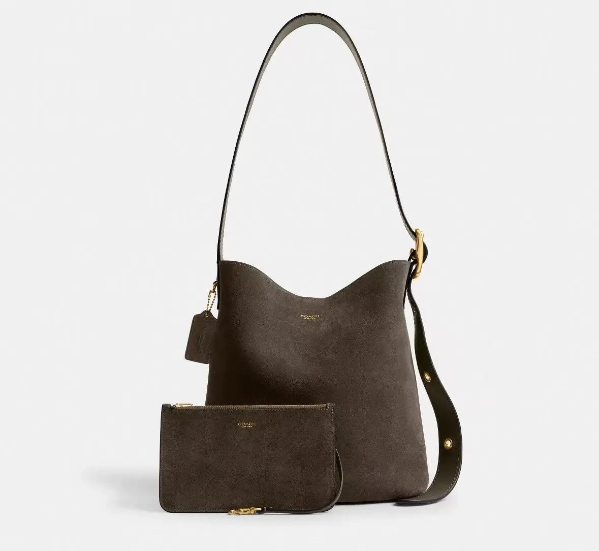 Coach Shoulder Bags Bleecker Bucket Bag — BLEECKER Bucket Suede Lime "Send Airplane Box Gift Bag》