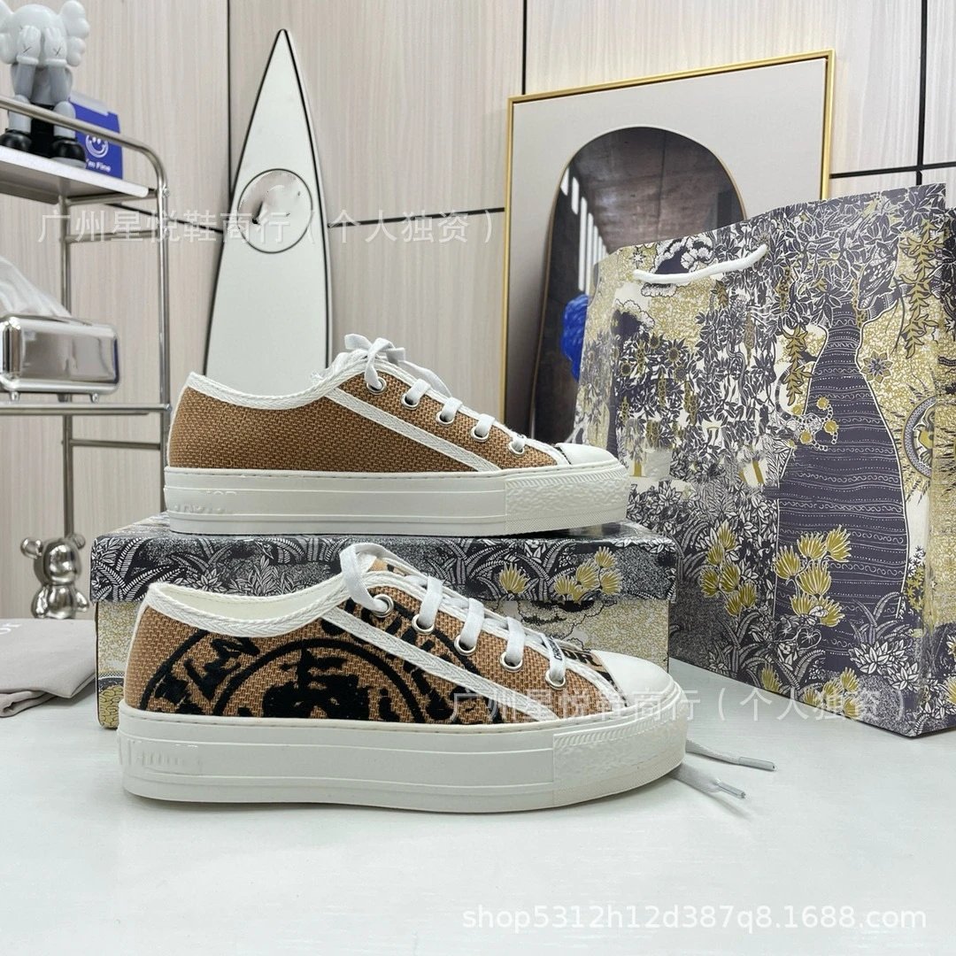 Dior B23 Low-Top Sneakers Peach Floral Mesh Canvas Shoes - 11