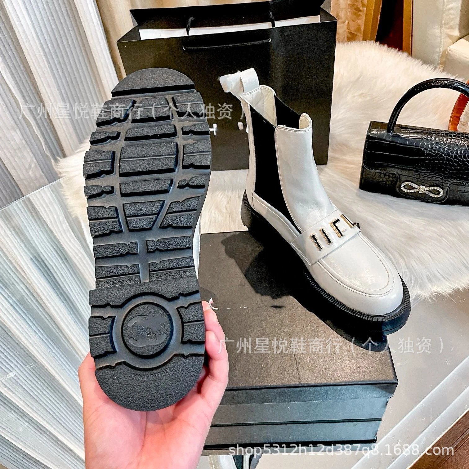 Celine Triomphe Chelsea Boots Black Patent Leather Boots - 7