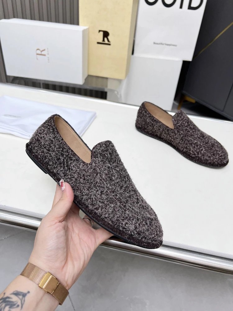 R Brand Suede Loafer Black Casual Shoes - 34