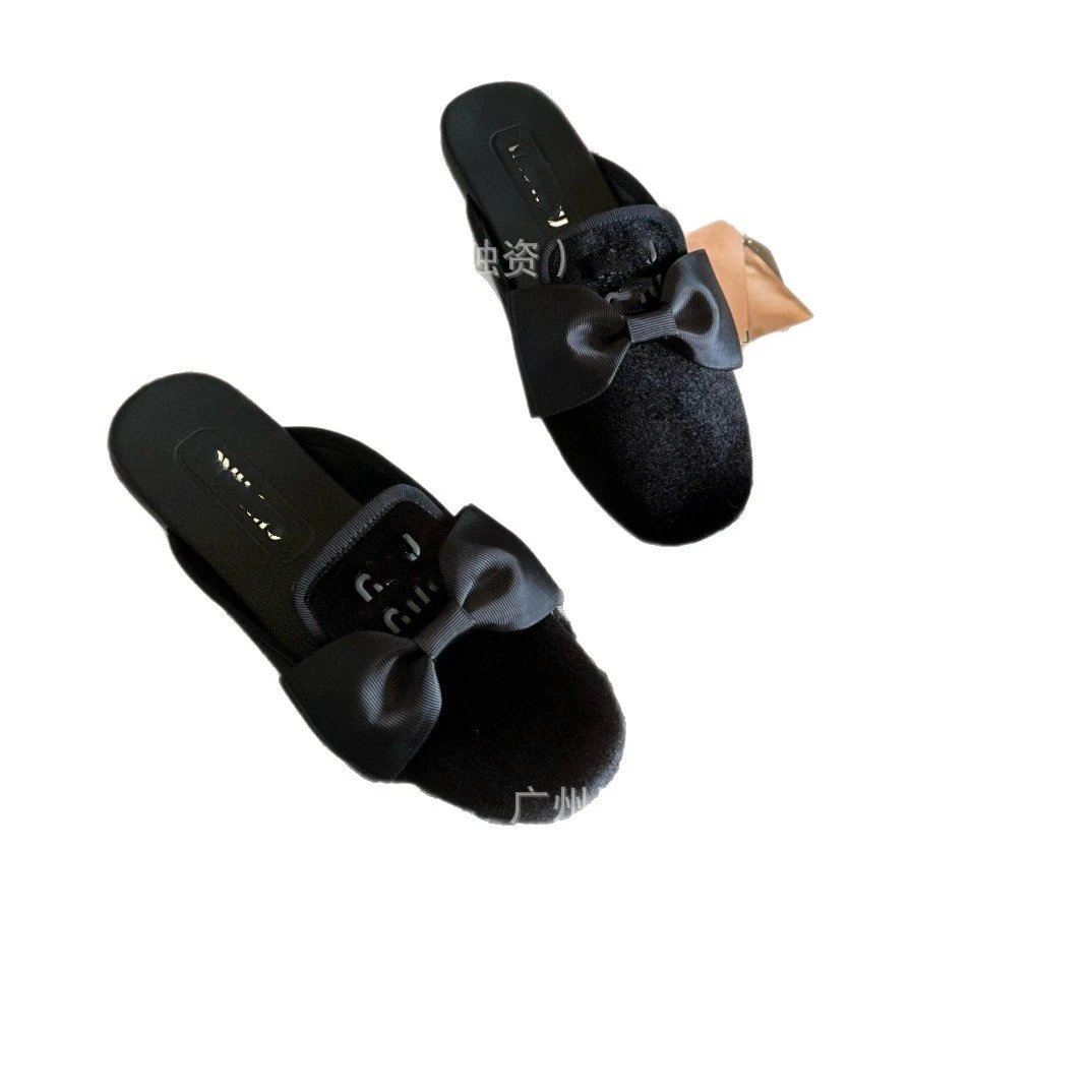 Unbranded Velvet embroidered square-toe loafers and backless mules image 5
