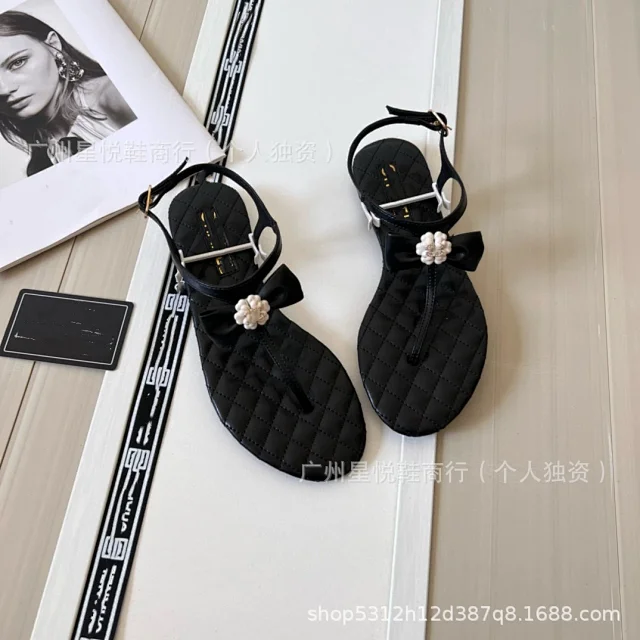Unbranded Sandals Quilted Ankle-Strap Bow product detail image 9
