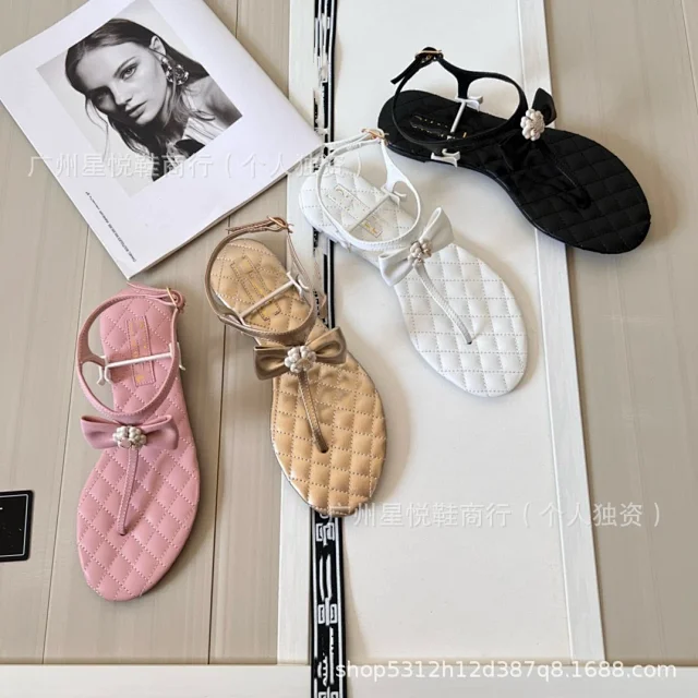 Unbranded Sandals Quilted Ankle-Strap Bow product detail image 3