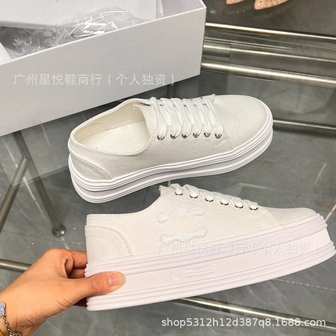 Lacoste Croco Embroidered Platform Canvas Sneakers White - 16