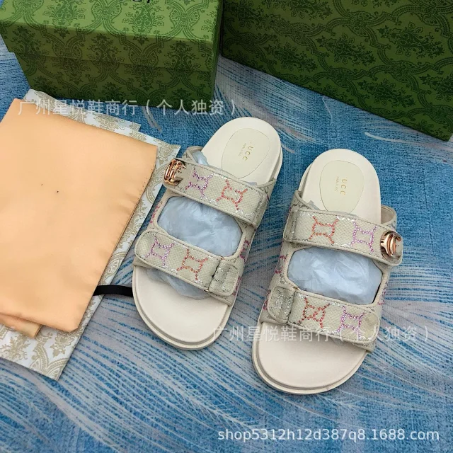 Gucci Sandals Rhinestone Double G Two-Strap Velcro Slide product detail image 9
