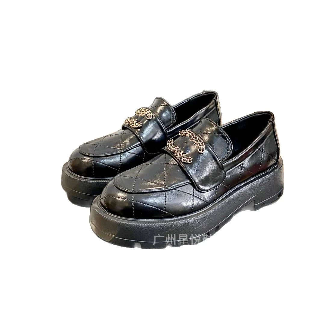 Chanel Leather Shoes Quilted Platform Loafers with Double-C Buckle image 5