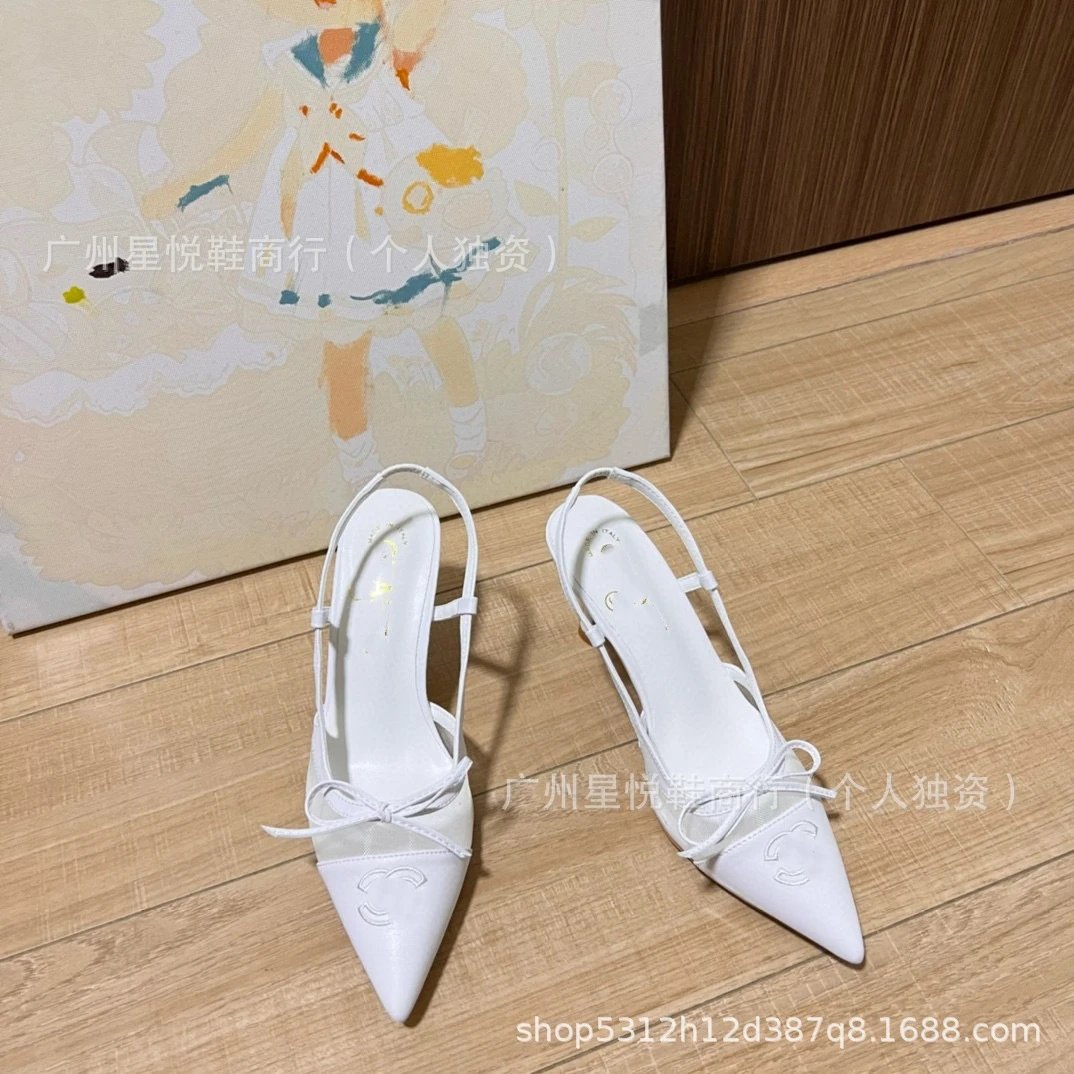 Chanel-Inspired Slingback Pointed-Toe Heels Black - 18