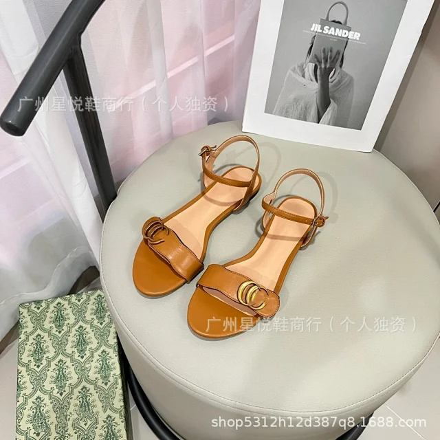 Unbranded Sandals Ankle-strap flat with double-ring ornament product detail image 4