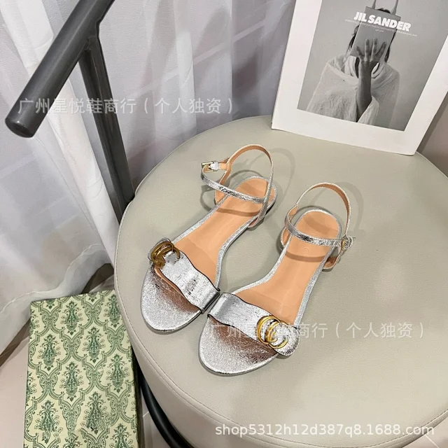Unbranded Sandals Ankle-strap flat with double-ring ornament product detail image 14