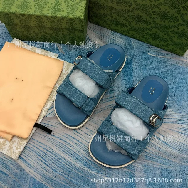 Gucci Sandals Rhinestone Double G Two-Strap Velcro Slide product detail image 4