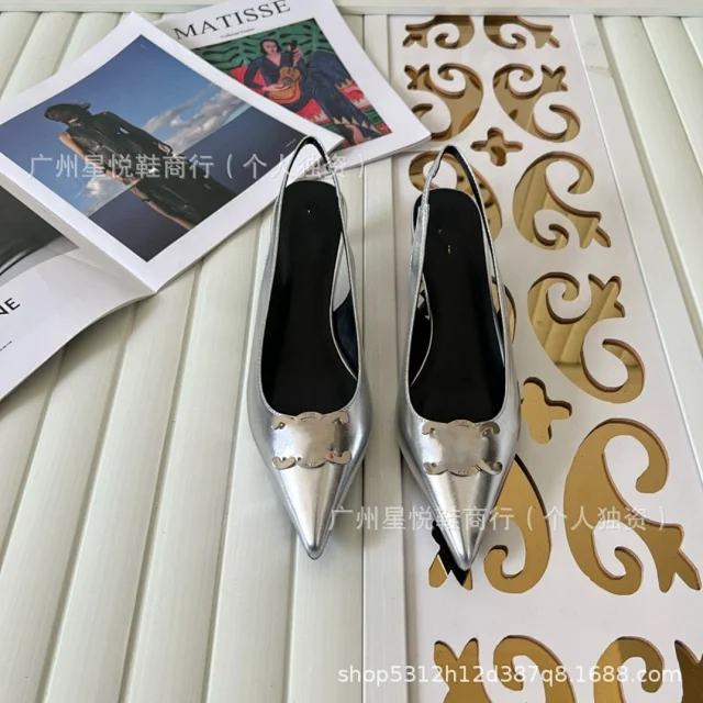 Unbranded High Heels Pointed-Toe Slingback with Metal Buckle product detail image 14