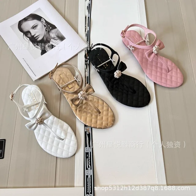 Unbranded Sandals Quilted Ankle-Strap Bow product detail image 4