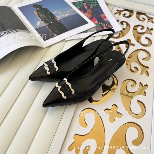 Unbranded High Heels Pointed-Toe Slingback with Metal Buckle product detail image 11