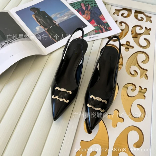 Unbranded High Heels Pointed-Toe Slingback with Metal Buckle product detail image 10