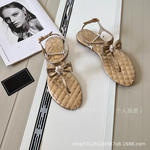 Unbranded Sandals Quilted Ankle-Strap Bow product detail image 14