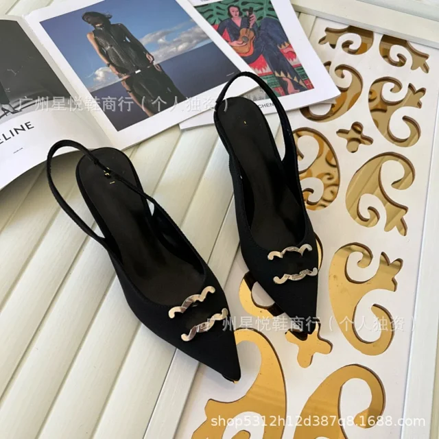 Unbranded High Heels Pointed-Toe Slingback with Metal Buckle product detail image 13
