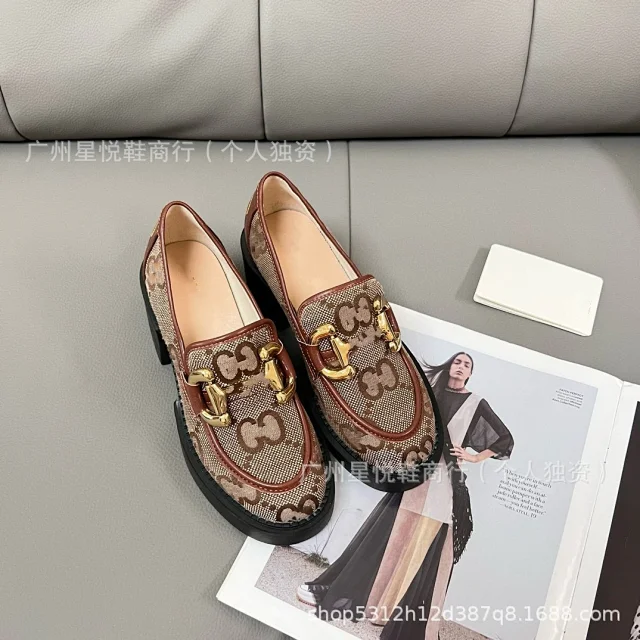 Gucci Casual Shoes GG canvas platform loafers with horsebit-style hardware product detail image 10