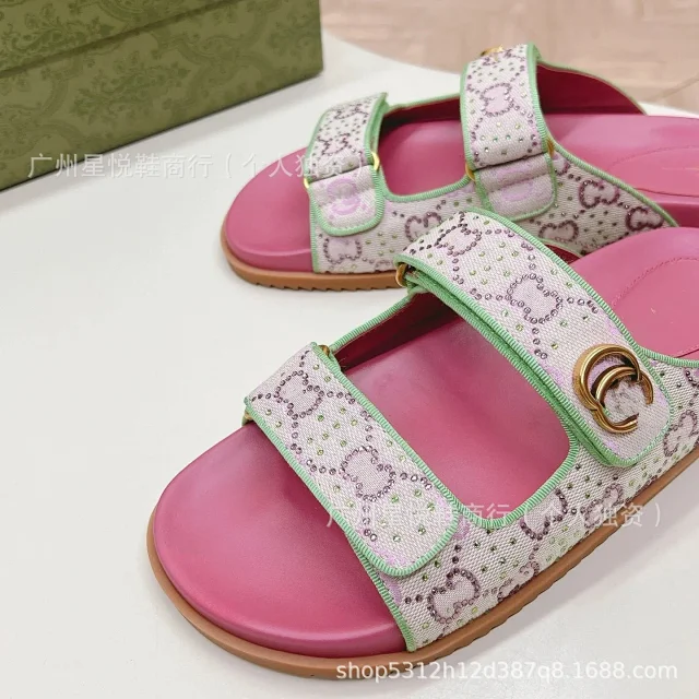 Gucci Sandals Rhinestone Double G Two-Strap Velcro Slide product detail image 18