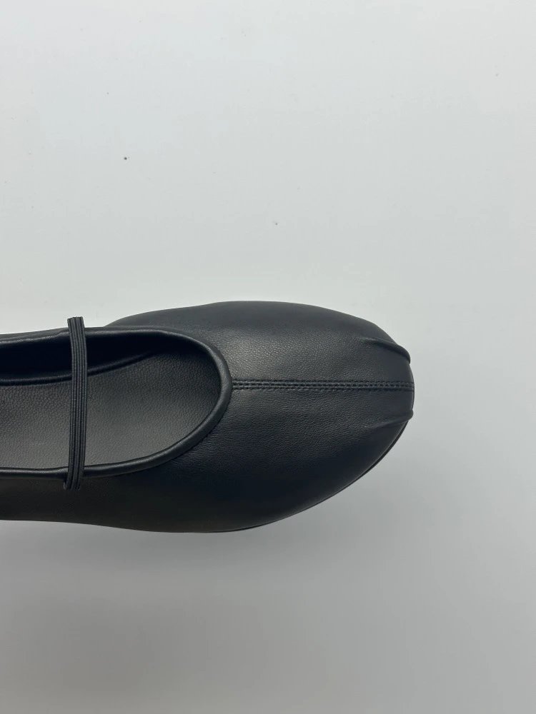 Brown Leather Mary Jane Flat Shoes - 11