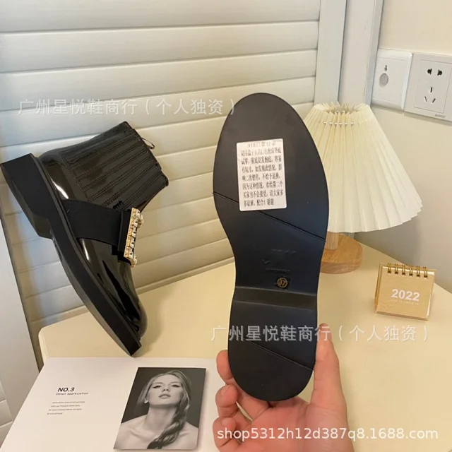 Unbranded Boots Patent Chelsea ankle with square buckle product detail image 12