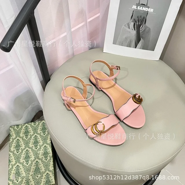 Unbranded Sandals Ankle-strap flat with double-ring ornament product detail image 7