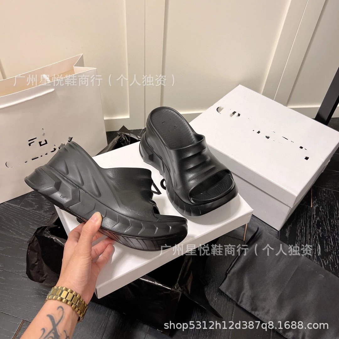 Off-White Platform Slide Sandals Black - 7