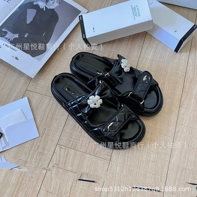 Chanel Slippers Quilted Double-Strap Bow Slide Sandals product detail image 7