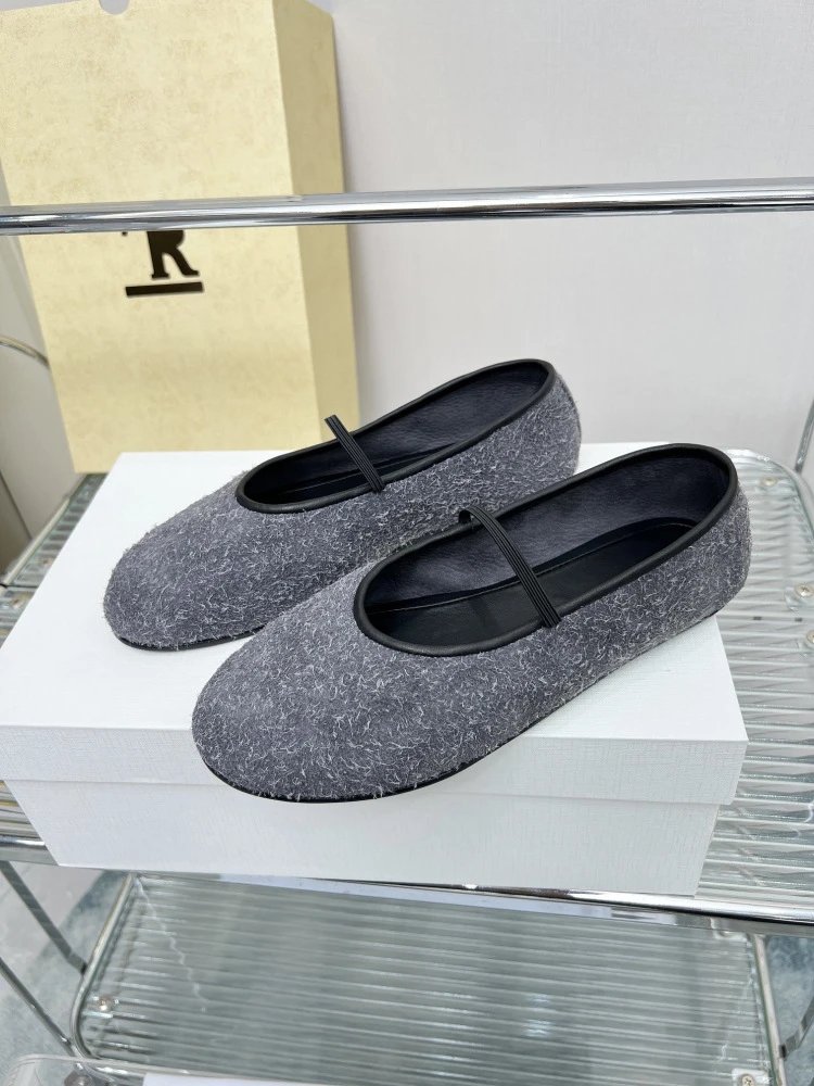 Maison Margiela Tabi Mary Jane Gray Wool-Blend Flat Shoes - 5