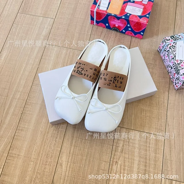 Maison Margiela Leather Shoes Tabi split-toe bow ballet flats product detail image 5